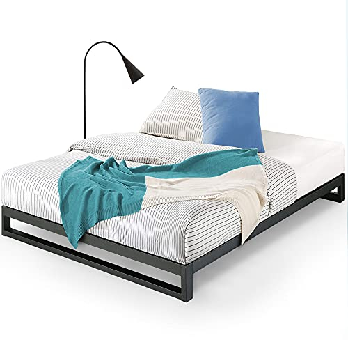 Zinus Trisha Bett 180x200 cm - Höhe 18cm - Metall Plattform Bettrahmen mit Holzlattenrost - Schwarz