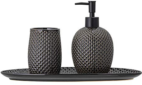 Bloomingville Seifenspender Set, grau, Keramik, 3er Set, 34cm