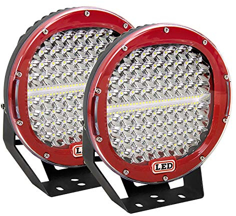 AUXTINGS 2 Stück 22,9 cm 294W LED Pods Lichtleiste Rot Rund 24000 lm Wasserdicht Spot Beam LED Arbeitslicht Offroad Lichter Fahrlicht Kompatibel mit LKW SUV Traktor Boot