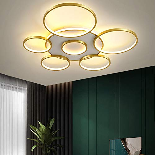 ENXING LED Deckenleuchte Wohnzimmerlampe Dimmbar Deckenlampe Mit Fernbedienung 106W Modern Decke Schlafzimmerlampe Acryl Lampenschirm Aluminium Design Lampe Esszimmerlampe Bürolampe Küchelampe,Gold…