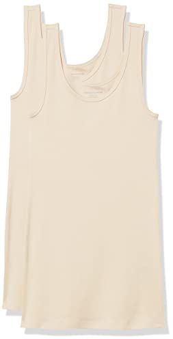 Amazon Essentials Débardeur Coupe Ajustée Femme, Lot de 2, Fauve Clair, M