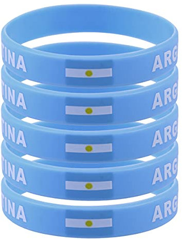 BESPORTBLE 5Pcs Argentinien Land Silikon Armbänder Fashion Sport Armband für 2022 Welt Tasse Silikon Armband Armbänder Gummi Sport Armband 2021 Champions Party Favors für Männer