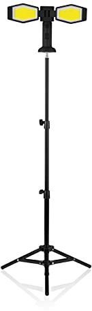 MAXXMEE Universal LED Spotlight, for Construction site, in The Garden, in The Garage or on The Renovation of Your House, 144 cm Tripod Included, 3 Light Modes, 1400 lumens [Black]