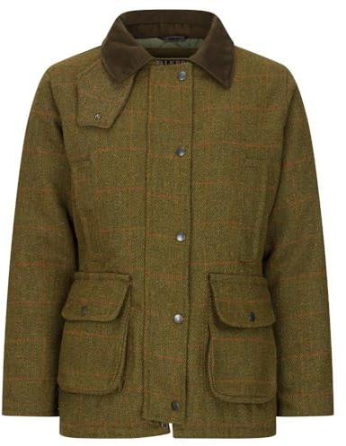 WALKER AND HAWKES - Hazelwood - Damen Country-Jacke aus Tweed - für die Jagd geeignet - Dunkles Salbeigrün - EU 50 (UK 22)