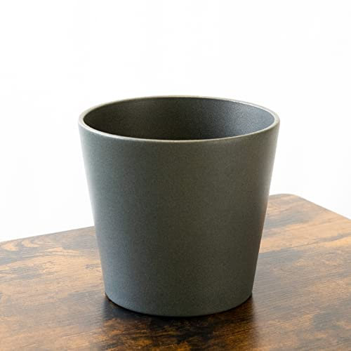 SMPLY. Macetero Decorativo de Cerámica Redondo para Plantas Interior y Exterior Ideal para Terrazas y Jardínes 19 x 18 cm Gris Antracita