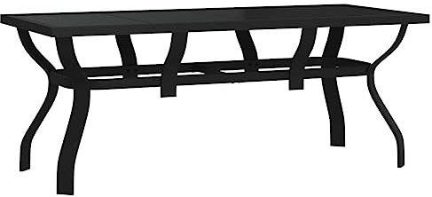 vidaXL Gartentisch Terrassentisch Tisch Esstisch Balkontisch Partytisch Glastisch Garten Gartenmöbel Schwarz 180x80x70cm Stahl Glas