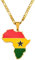 YZyizhen Halskette Mit Anhänger Mit Umrisskarte Von Afrika – Aufdruck Der Landesflagge Hip-Hop Ghana Nigeria Kongo Somalia Uganda Sambia Liberia Schmuck, Damen Herren Unisex, Ghana