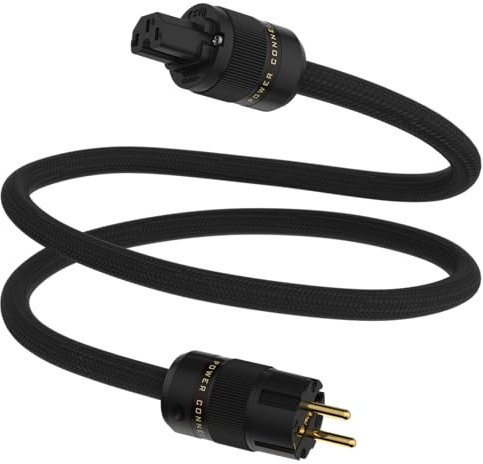 Tertullus HiFi High End Netzkabel C15 Stromkabel HiFi Audio kaltgerätekabel Mit Schukostecker & Kaltgerätestecker (P104-c15, 1.5m)