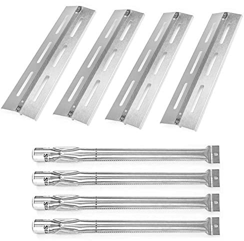 GFTIME 38,4cm Universal Gasgrill Ersatzteile Set für Barbecook Siesta, Kenmore Sears, K Mart, Grill Chef PAT502, PAT-502, Edelstahlbrenner Brennerabdeckung, 4 Stück