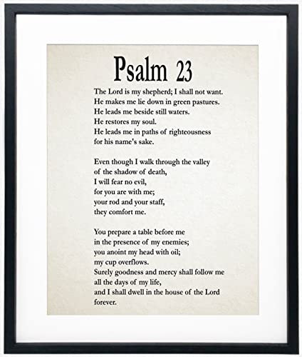 Psalm 23 wanddeko/Der herr ist mein hirte Bible Verse wand bild/Bedroom Decor, Psalms Decor & Scripture Wall Art, 23 Psalm Wall Decor for Room Decor Art wanddeko wohnzimmer (8 x 10, Ivory)