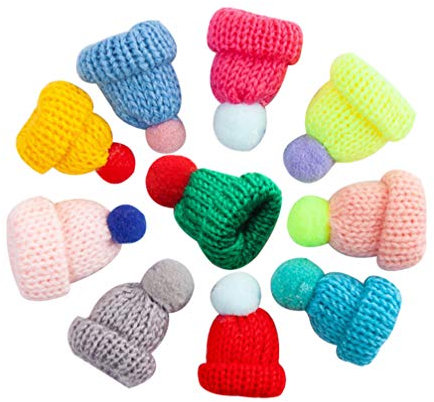 COHEALI 10st Weihnachtslutscherhut Mini-weihnachtsmützen Puppenstrickmütze Gestrickte Kleine Weihnachtsmützen Mini-Puppen-strickmütze Japanisch Und Koreanisch Flaschenverschluss Kind