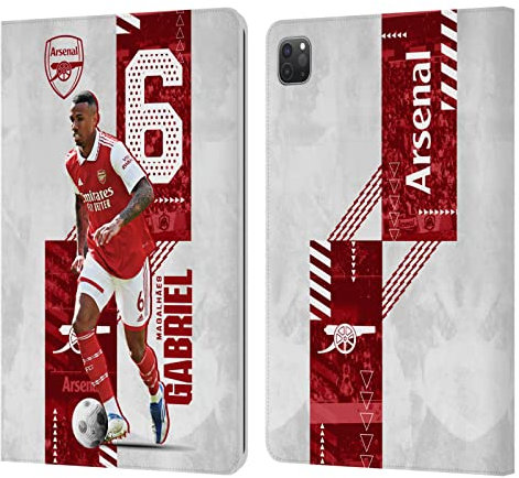 Head Case Designs Licenciado Oficialmente Arsenal FC Gabriel Magalhães 2022/23 Primer Equipo Carcasa de Cuero Tipo Libro Compatible con Apple iPad Pro 11 2020/2021 / 2022