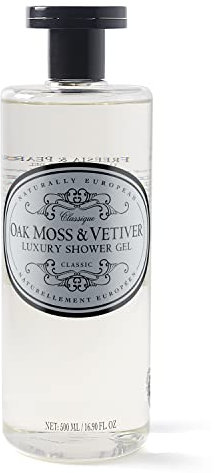 Naturally European Oak Moss and Vetiver Shower Gel, Earthy and Floral Scent, Leaves Skin Soft, Supple and Hydrated, Suitable for Sensitive Skin 500ml