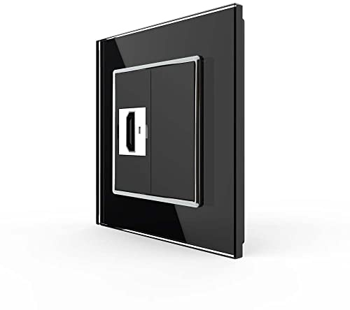 LIVOLO HDMI 1-Fach Dose Schwarz HDMI Buchse mit Blindblende inkl. Glasrahmen in schwarz VL-C7-1HD/SR-12
