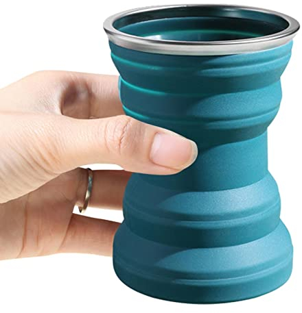 Truejoy agua plegables para viajes | Taza viaje plegable reutilizable silicona con tapa - Vaso plegable silicona 320 ml para camping, senderismo, viajes, taza portátil