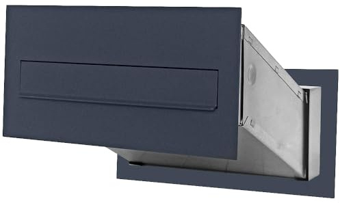 Mauerdurchwurf Briefkasten 6PN Tiefe 260-410mm Einbaubriefkasten Antrazit | Edelstahl, wetterfest, Diebstahlschutz, witterungsbeständig, Einbaubriefkasten, 2 Schlüssel