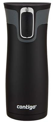 Contigo West Loop 2.0 Edelstahl-Reisebecher mit auslaufsicherem Deckel, vakuumisolierter Becher für Kaffee und Tee, Mattschwarz, 591 ml