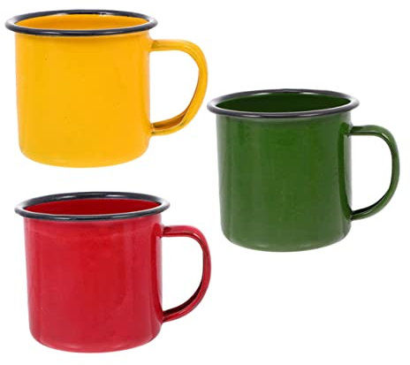 UPKOCH 3 Piezas Taza De Esmalte De Colores Juego De Tazas Para Acampar De 3 Tazas De Té Esmaltadas Taza De Té De Café De Esmalte Taza De Hoguera Cafe Para Acampar Oficina Metal Pequeña