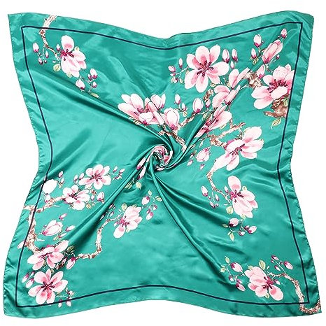 DRESHOW 90x90cm Große Quadratische Schals für Damen Seide Kopftuch Bandanas Haartuch Halstuch Haarschmuck