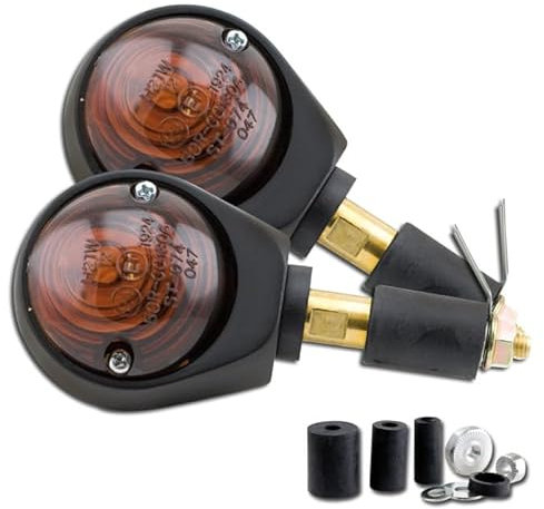 Progress-Line Lenkerendenblinker Ochsenaugen, Schwarz, Getönt, E-geprüft, 1 Paar