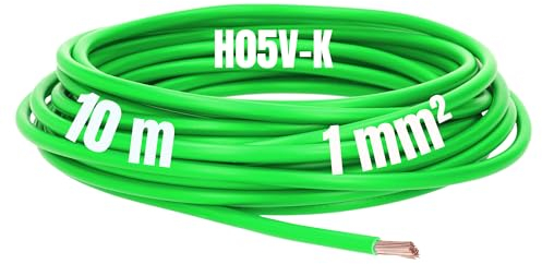 Kalitec Cavo di cablaggio flessibile in PVC, 10 m, H05V-K, 1 mm², 1 mm², cavo di cablaggio flessibile, cavo singolo in PVC, cavo da 1 mm2, cavo a filo singolo