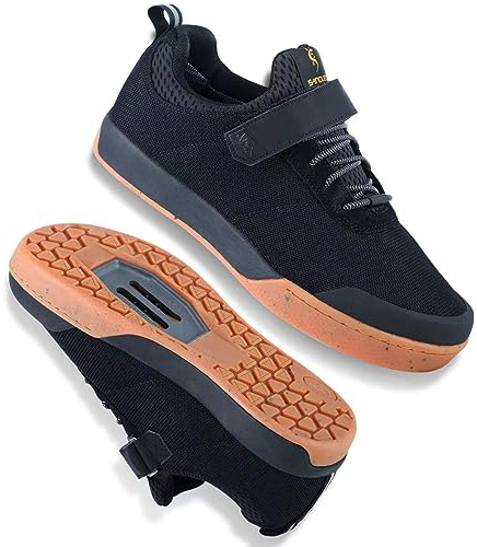 SANDUGO Herren Mountainbike Schuhe Elastischer Verschluss für leichte, wasserdichte, atmungsaktive MTB Schuhe Schwarz 43