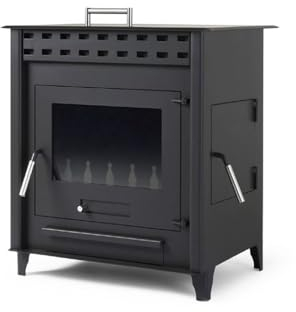 Estufa de leña grande modelo C 14.3 Kw | Chimenea rustica de leña | Estufa de leña clásica para salón cocina o habitación