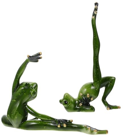 Cabilock 2St Yoga Frosch Harzornamente - Lustige Frösche Dekofiguren Für Zuhause, Schreibtisch Und Badezimmer - rutschfest Und Verschleißfest - Fördert Kreativität Und Fantasie