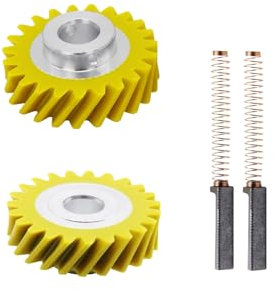 ZLLITONS W10112253 - Engranaje de tornillo sin fin y cepillos de carbono W10380496 de repuesto para mezcladores Whirlpool y KitchenAid 4162897 4169830 AP4295669 (4 piezas)