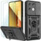 Yohii Funda Xiaomi Redmi Note 13 5G (Non per 4G), con 2 Piezas Vidrio Templado, Cubierta De Cámara Deslizante, 360 Anillo Soporte PC y Silicona TPU Bumper Antigolpes Case, Negro