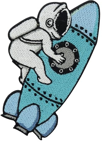 Finally Home Patch zum Aufbügeln - Astronaut auf Rakete | Raumschiff Aufnäher Patch, Coole Aufbügelbilder, Patches zum Aufnähen, Space Shuttle Bügel Patches, Nasa Bügelbild, Weltraum Flicken