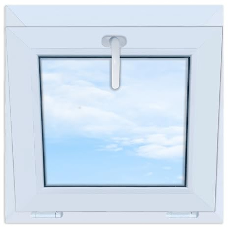 LORAC | Kunststofffenster weiß 600x600mm, 60x60cm, kippbar, Standard-Fenster mit 2-fach Verglasung, energiesparend, Kellerfenster mit CE-Zertifikat, ideal für Wohnräume und Keller