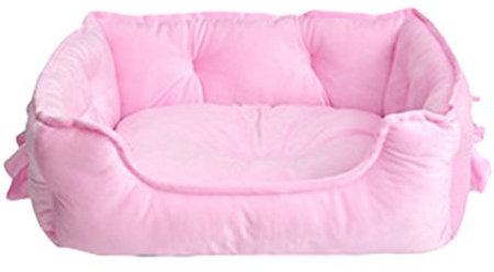 M&Catree Hundebett Hundekissen Weich Anti-Rutsch Hundekorb Waschbar Plüsch Hundebetten für Kleine Mittelgroße Hunde - Pink, L