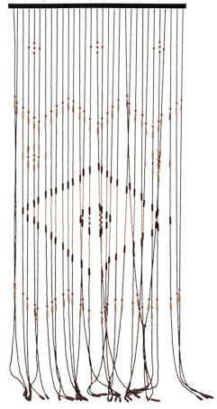 Rideau de perles en bambou - Rideau de porte - Rideau anti-mouches - Rideau rétro en perles de bois - Café - 90 x 208 cm - 31 lignes - Pour véranda, chambre à coucher, salon
