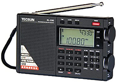Portable FM Radio Display Digital Radio FM MW SW LW SSB with Loud Speak and Earphone Sleep Timer Alarm, Single Sideband Radio Full Band Radio, Black