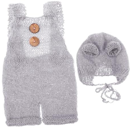 Yardenfun Süßes Overall-Set Für Fotos - Neugeborenen-Strampler Mit Zarter Wollmütze