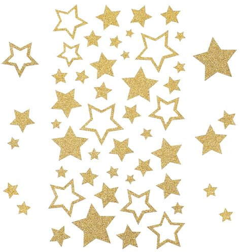 6 Sheer Sterne Sticker, Glitzer Sterne Aufkleber Selbstklebend Zum Basteln, Aufkleber Sterne Für DIY Weihnachten Weihnachtskarten Deko Geschenk Handwerk (Gold)