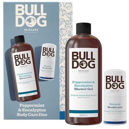 Bulldog Soins de la peau | Coffret cadeau pour homme | Duo de soins du corps menthe poivrée et eucalyptus