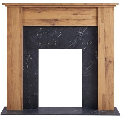 FlameKo 43’’ Mantel Surround for Verona Insert Suitable for all 16” Fireplace Inserts, Multiple Colours Available (Dark Bronx Oak and Black)