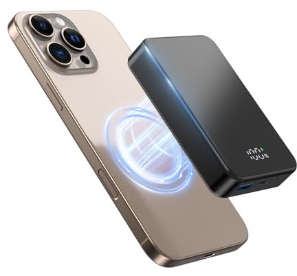 26800mAh Magnetic Power Bank for Magsafe Portable Charger, 20W Large Capacity Aluminum Alloy Shell USB-C Wireless Input and Output Fast Charging Battery Pack