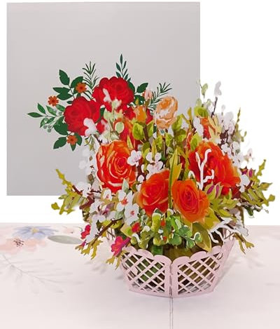 Pop Up Karte Rote Rosen 3D Hochzeitskarte & Geburtstagskarte