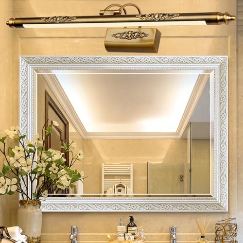LED Badezimmer Spiegel Wandlampe 180° Drehbare Verstellbare Wandleuchte Bilderleuchte Gold Antik Indoor Wandbeleuchtung Bad Retro für Schlafzimmer Bilderleuchte Spiegellampen (Warmes Licht,50cm)