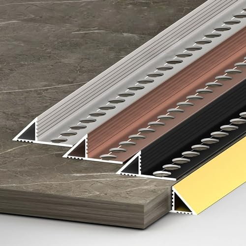 Raouoae Profilé D'angle Carrelage En Aluminium 125 Cm* 2 Pièces Protection Bordure Pour Sol Et Mur Bande D'extrémité De Carrelage Rail De Transition Résistant Pour Zones À Fort Trafic(Rose gold,Width: