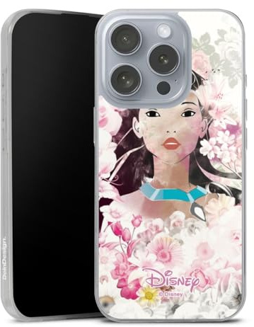 Slim Case kompatibel mit Apple iPhone 16 Pro Silikon Handyhülle transparent Hülle extra dünn Pocahontas Disney Offizielles Lizenzprodukt