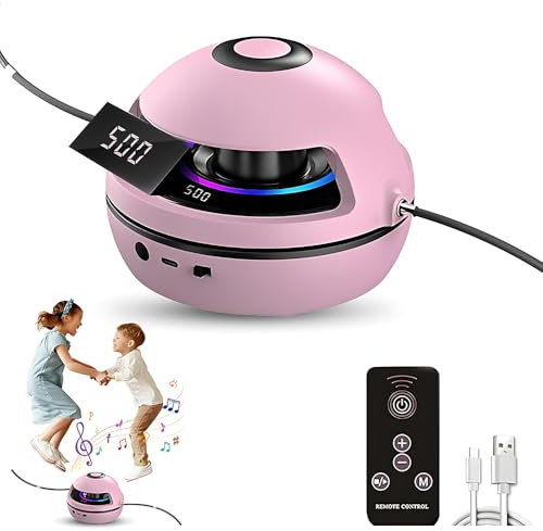 HOVCEH Elektronische Springseil, Intelligente Springseilmaschine, Electronic Skipping Rope mit Fernbedienung für Kinder, 10 Geschwindigkeitsstufen, LED-Bildschirm, Bluetooth Musik, Farblicht