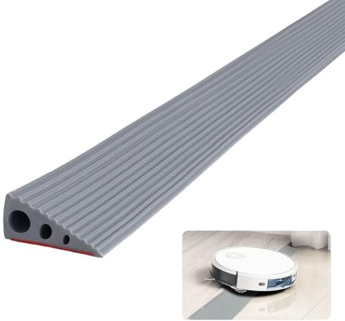 Rampe de seuil de Porte en Caoutchouc, 6,5 x 2,5 x 100cm, pour Robot aspirateur, Rampe, seuil de Porte, Rail de Transition, Autocollant, pour Fauteuil Roulant, déambulateur et Trottinette, Grise