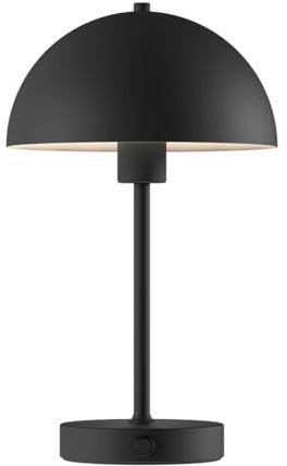 skølm LED Tischlampe Aeriala, Tischleute dimmbar, aufladbar per USB-C, Nachttischlampe warmweißes Licht Leuchtdauer bis zu 10 h, Metall Lampe schwarz Energieeffizienzklasse G