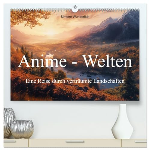Anime - Welten: Eine Reise durch verträumte Welten (hochwertiger Premium Wandkalender 2026 DIN A2 quer), Kunstdruck in Hochglanz: Komm mit in magische Landschaften im Anime - Style! (CALVENDO Kunst)