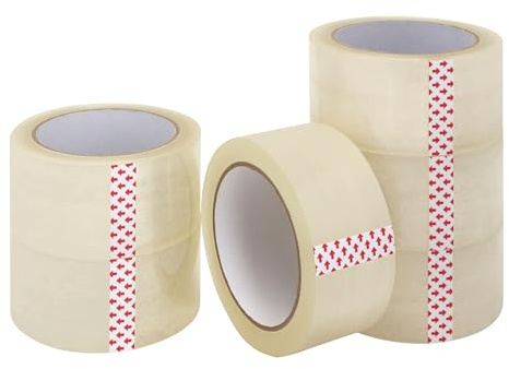 EXERZ Klares Verpackungsband 6er Pack – 48mm x 66m starke transparente Klebebandrollen – Langlebiges Klebeband zum Verschließen von Kartons, Umzug, Lagerung, Büro & Versand