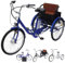Wasd3Pods 24-Zoll-Dreiräder Für Erwachsene, 3-Rad-Elektrofahrrad Für Senioren, 350 W, 36 V, 12 Ah, Abnehmbarer Akku, Mit Einkaufskorb, Tragkraft 150 Kg, Für Senioren, Frauen, Männer,Blue-b